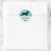 Dachshund Long Hair - Silhouette 1 Ronde Sticker (Tas)