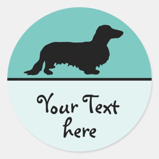 Dachshund Long Hair - Silhouette 1 Ronde Sticker (Voorkant)