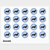 Dachshund Long Hair - Silhouette 1 Ronde Sticker (Vel)