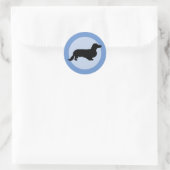 Dachshund Long Hair - Silhouette 1 Ronde Sticker (Tas)