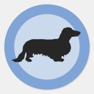 Dachshund Long Hair - Silhouette 1 Ronde Sticker