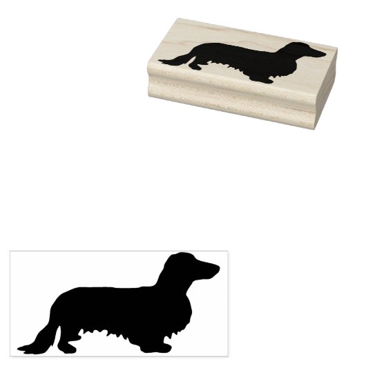 Dachshund Long Hair - Silhouette 1 Rubberstempel (Gestempeld)