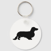 Dachshund Long Hair - Silhouette 1 Sleutelhanger (Voorkant)