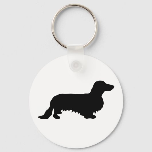Dachshund Long Hair - Silhouette 1 Sleutelhanger (Voorkant)