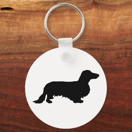 Dachshund Long Hair - Silhouette 1 Sleutelhanger (Voorkant)