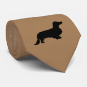 Dachshund Long Hair - Silhouette 1 Stropdas (Opgerold)