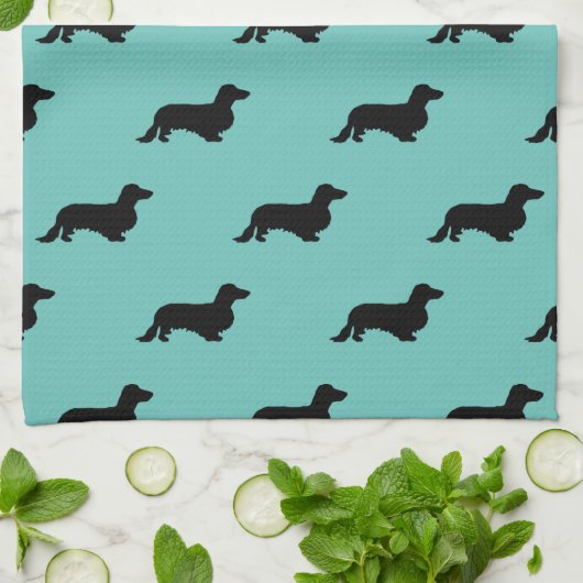 Dachshund Long Hair - Silhouette 1 Theedoek (Gevouwen)