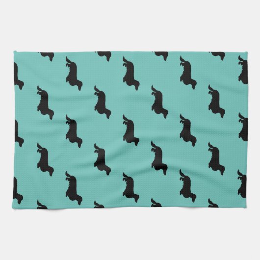 Dachshund Long Hair - Silhouette 1 Theedoek (Horizontaal)