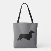 Dachshund Long Hair - Silhouette 1 Tote Bag (Achterkant)