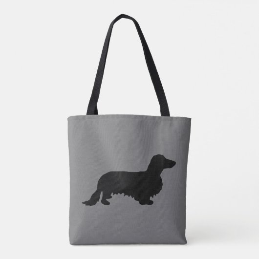 Dachshund Long Hair - Silhouette 1 Tote Bag (Achterkant)
