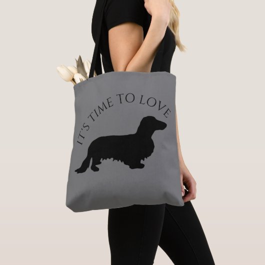 Dachshund Long Hair - Silhouette 1 Tote Bag (Dichtbij)