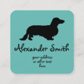 Dachshund Long Hair - Silhouette 1 Vierkante Visitekaartje (Achterkant)