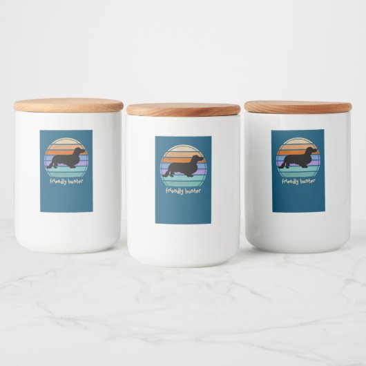 Dachshund Long Hair - Silhouette 1 Voedselcontainer Etiket (Flessen)