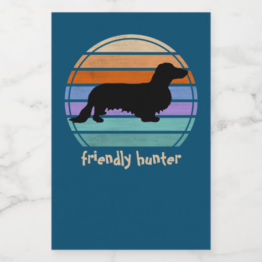 Dachshund Long Hair - Silhouette 1 Voedselcontainer Etiket (Enkel label)