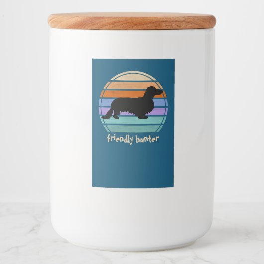 Dachshund Long Hair - Silhouette 1 Voedselcontainer Etiket (Voorkant)