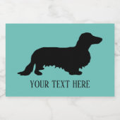 Dachshund Long Hair - Silhouette 1 Voedselcontainer Etiket (Enkel label)