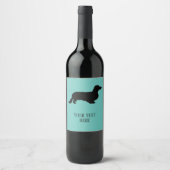 Dachshund Long Hair - Silhouette 1 Wijn Etiket (Voorkant)