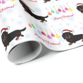 Dachshund Long Haire Black en Tan Kerstmis Cadeaupapier (Rol Hoek)