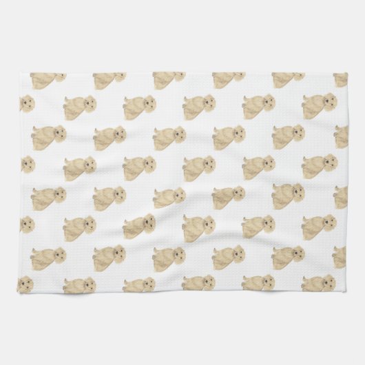 Dachshund (Long Haire, Cream Fawn Tan) Theedoek (Horizontaal)