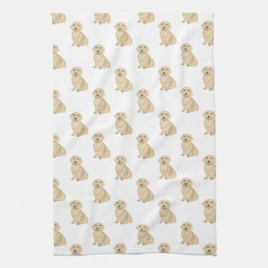 Dachshund (Long Haire, Cream Fawn Tan) Theedoek (Verticaal)