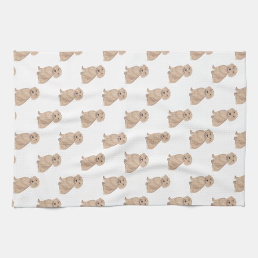 Dachshund (Long Haire, Red) Theedoek (Horizontaal)