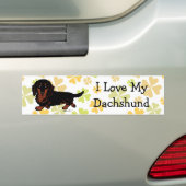 Dachshund Long Hazard Black en Tan Bumpersticker (Op auto)
