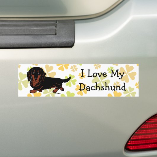 Dachshund Long Hazard Black en Tan Bumpersticker (Op auto)