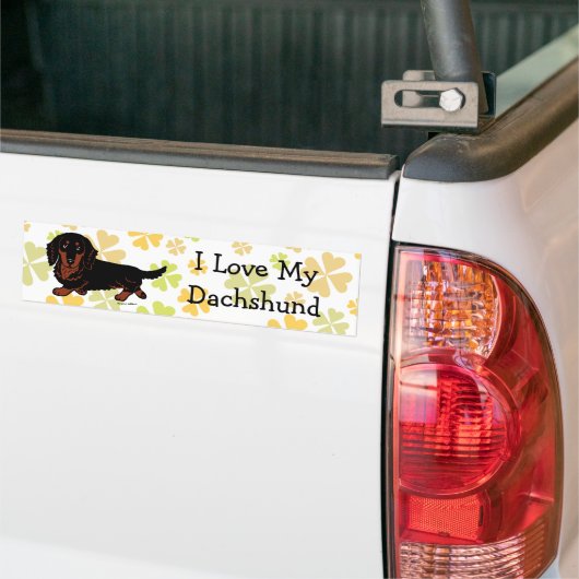 Dachshund Long Hazard Black en Tan Bumpersticker (Op Truck)