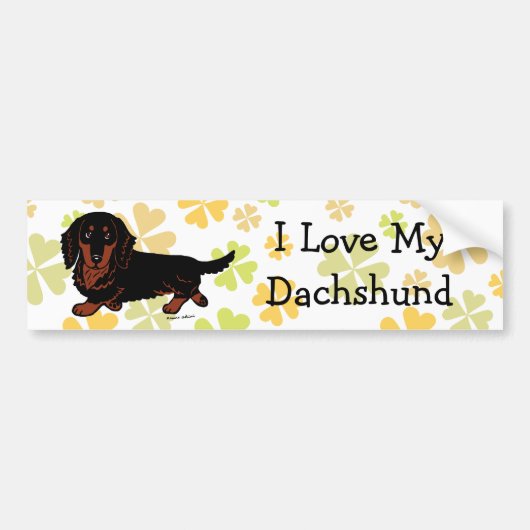 Dachshund Long Hazard Black en Tan Bumpersticker (Voorkant)