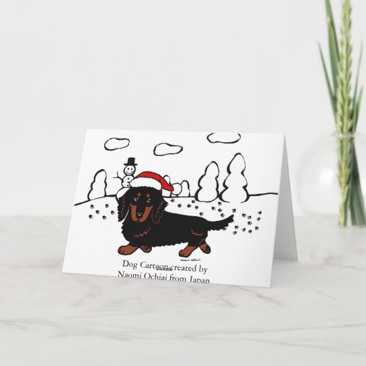 Dachshund Long Hazard Black en Tan Feestdagen Kaart (Achterkant)