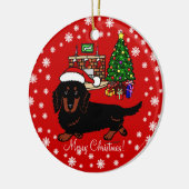 Dachshund Long Hazard Black en Tan Keramisch Ornament (Links)