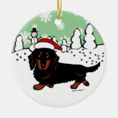 Dachshund Long Hazard Black en Tan Keramisch Ornament (Voorkant)