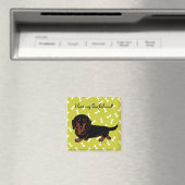 Dachshund Long Hazard Black en Tan Magneet (Insitu (Vaatwasser))