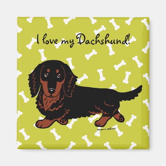 Dachshund Long Hazard Black en Tan Magneet (Voorkant)