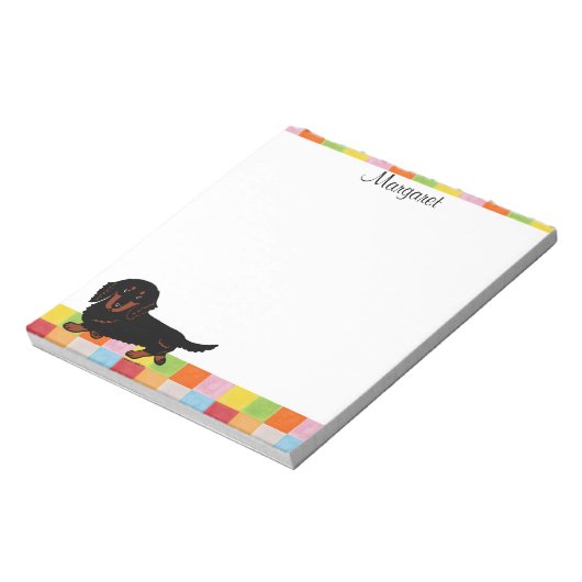 Dachshund Long Hazard Black en Tan Notitieblok (Linkerzijde)