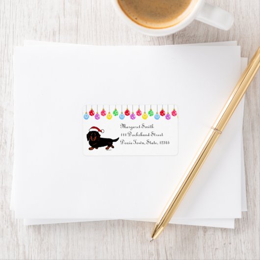 Dachshund Long Hazard Black en Tan Santa Etiket (Insitu)