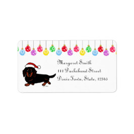 Dachshund Long Hazard Black en Tan Santa Etiket