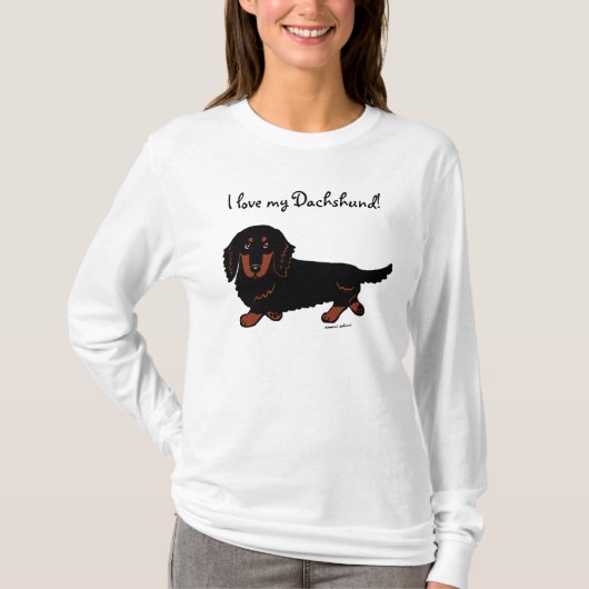 Dachshund Long Hazard Black en Tan T-shirt (Voorkant)