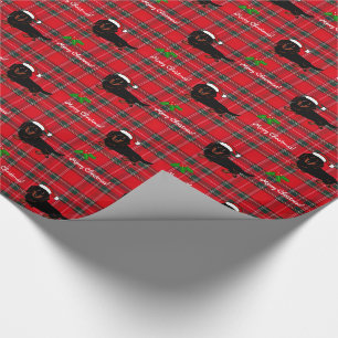 Dachshund Long Hazard Black en Tan Tartan Cadeaupapier