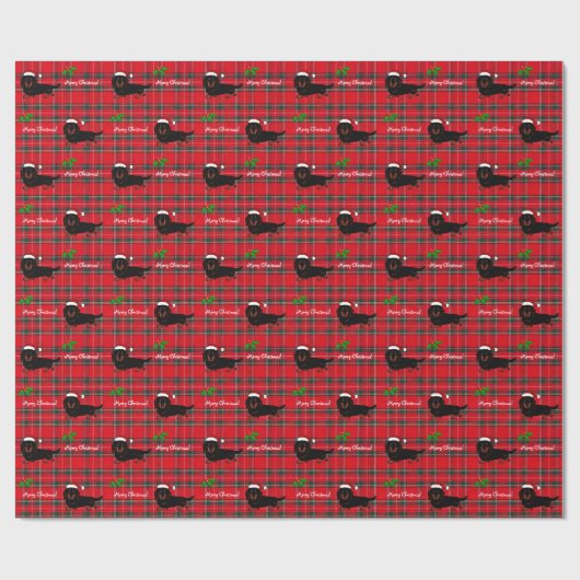 Dachshund Long Hazard Black en Tan Tartan Cadeaupapier (Vlak)