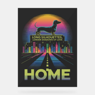 Dachshund Long Silhouettes, Longer Shadows Of Love Acryl Bord