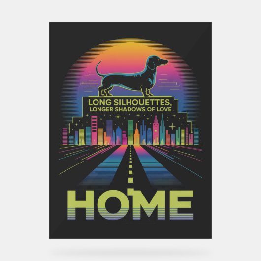 Dachshund Long Silhouettes, Longer Shadows Of Love Acryl Bord (Voorkant)