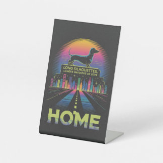 Dachshund Long Silhouettes, Longer Shadows Of Love Reclamebord Met Voetstuk