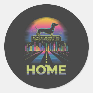 Dachshund Long Silhouettes, Longer Shadows Of Love Ronde Sticker