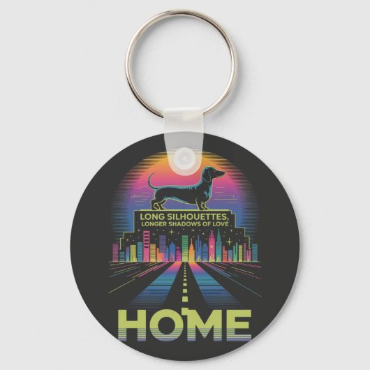 Dachshund Long Silhouettes, Longer Shadows Of Love Sleutelhanger (Voorkant)