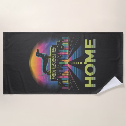 Dachshund Long Silhouettes, Longer Shadows Of Love Strandlaken (Voorkant)