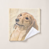 Dachshund (Longhaire) Schilderen - Oorspronkelijke Bad Handdoek (Wasdoekje)