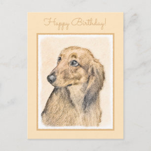Dachshund (Longhaire) Schilderen - Oorspronkelijke Briefkaart
