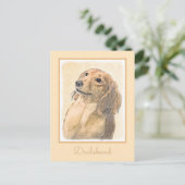 Dachshund (Longhaire) Schilderen - Oorspronkelijke Briefkaart (Staand voorkant)