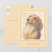 Dachshund (Longhaire) Schilderen - Oorspronkelijke Briefkaart (Voorkant / Achterkant)